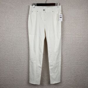 89th + Madison Pants Womens 8 Ivory Egret Comfort Waist Stretch Career Beach‎